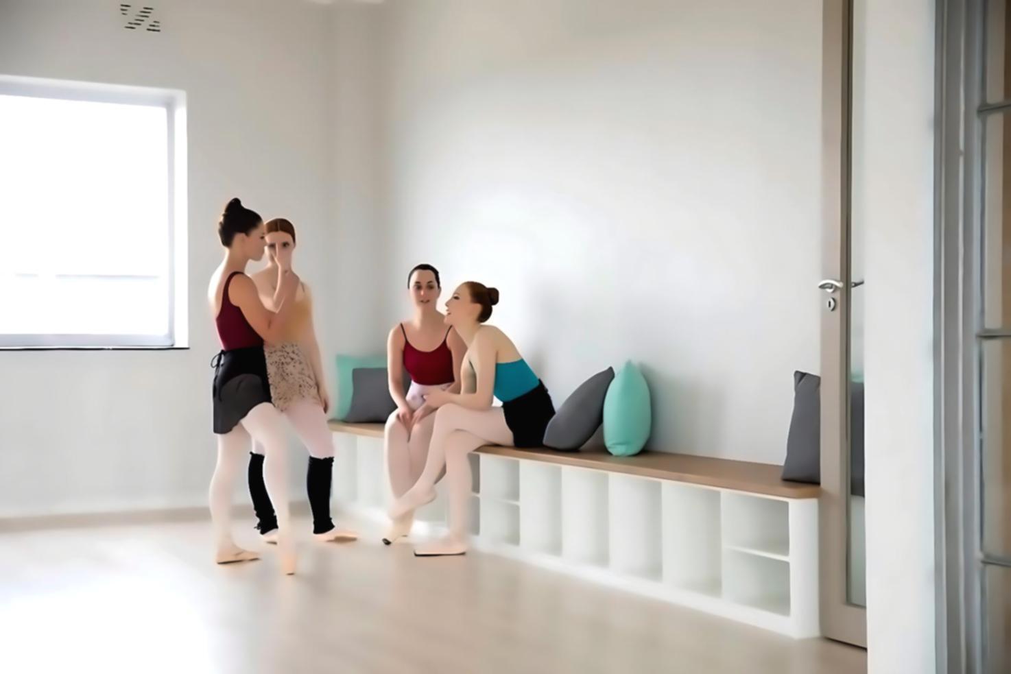 Salle de danse lumineuse avec miroirs